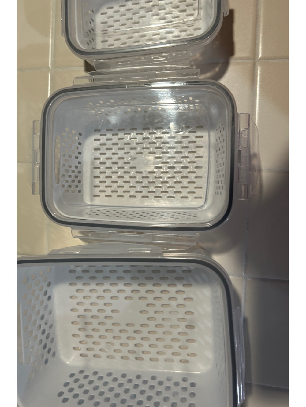 White Plastic Ventilated Storage Baskets - Set of 3 see